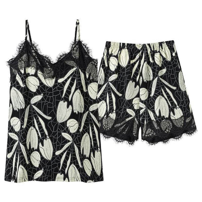 Pyjama en coton à motif floral abstrait (haut et short) - image 9