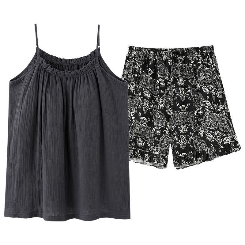 Ensemble pyjama style vintage avec débardeur et short - image 10