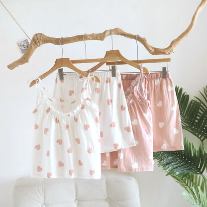 Pyjama débardeur à cœur en double gaze de coton - image 2