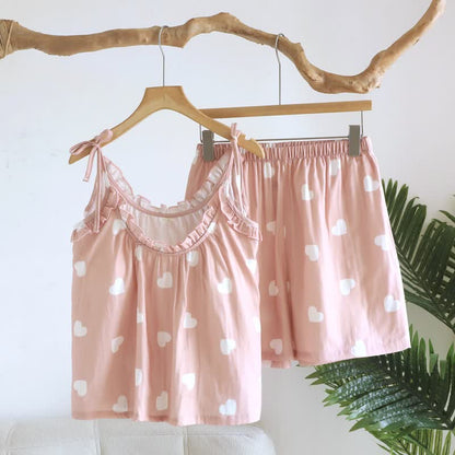 Pyjama débardeur à cœur en double gaze de coton - Rose - XL - image 3