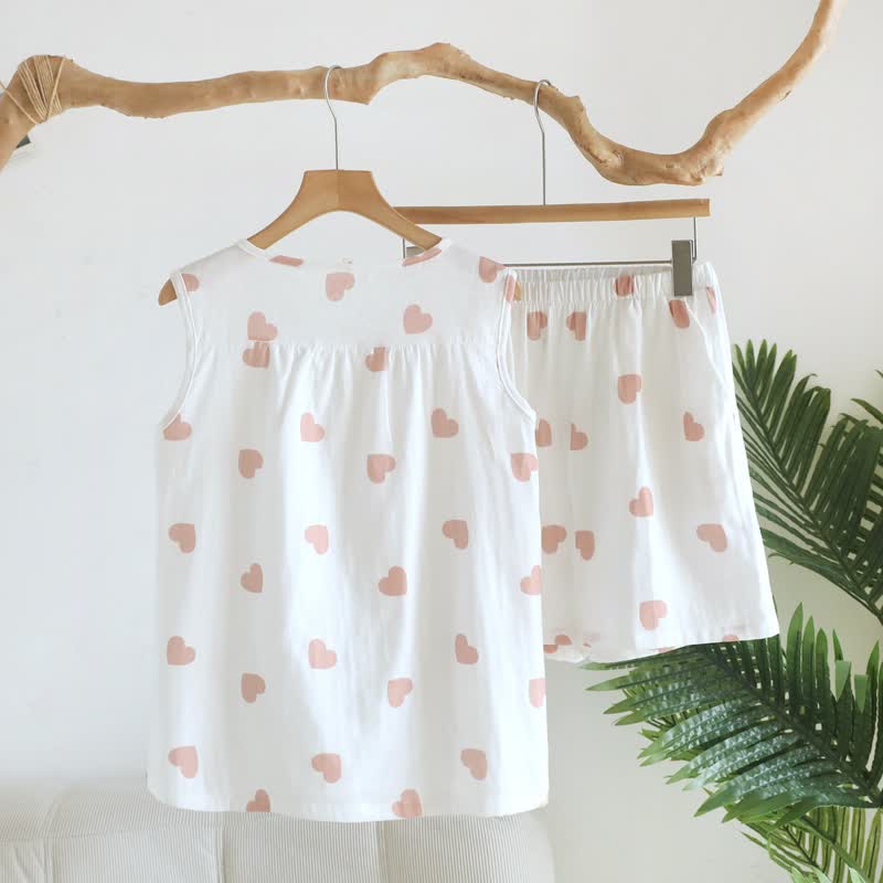 Pyjama à motif cœur en double gaze de coton double épaisseur - image 5