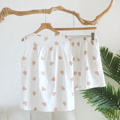 Pyjama à motif cœur en double gaze de coton double épaisseur - image 5