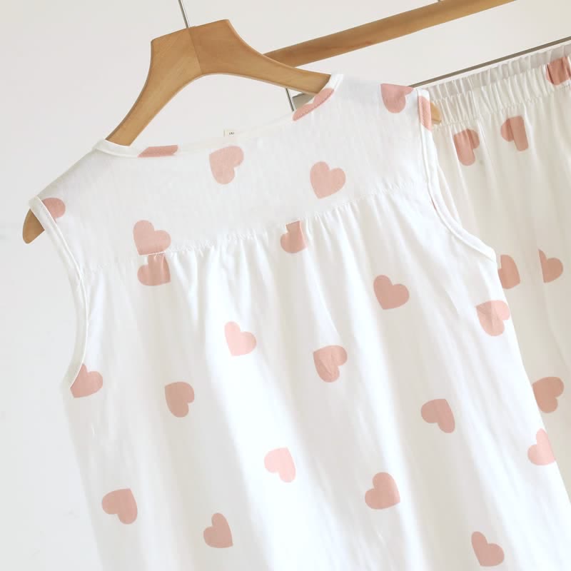 Pyjama à motif cœur en double gaze de coton double épaisseur - image 7