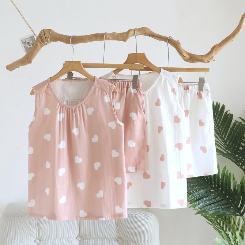 Pyjama à motif cœur en double gaze de coton double épaisseur - image 2