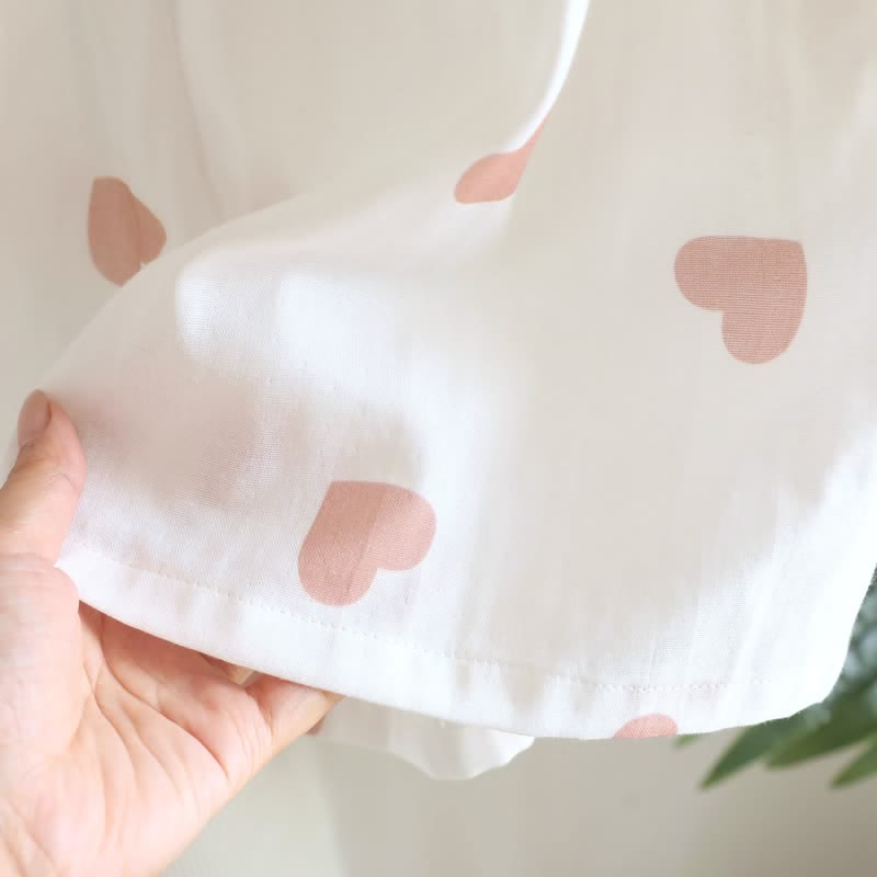Pyjama à motif cœur en double gaze de coton double épaisseur - image 14