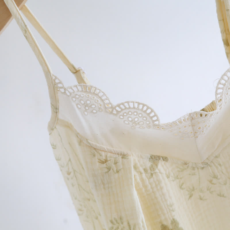 Ensemble de vêtements d'intérieur en pur coton avec motifs de papillons et de feuilles (3 pièces) - image 9