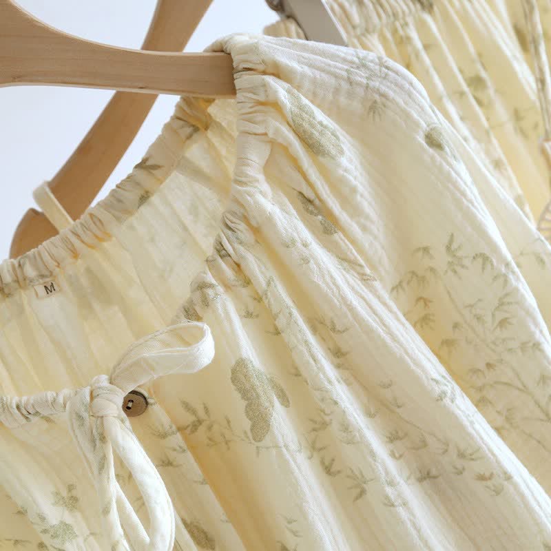 Ensemble de vêtements d'intérieur en pur coton avec motifs de papillons et de feuilles (3 pièces) - image 4