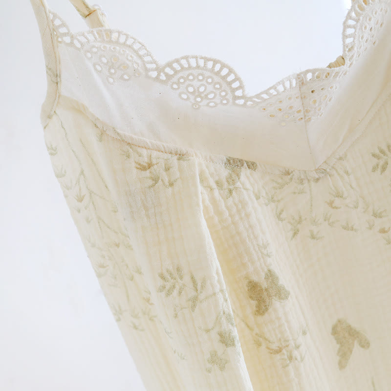 Ensemble de vêtements d'intérieur en pur coton avec motifs de papillons et de feuilles (3 pièces) - image 10