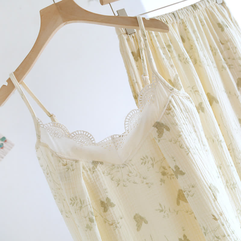 Ensemble de vêtements d'intérieur en pur coton avec motifs de papillons et de feuilles (3 pièces) - image 8