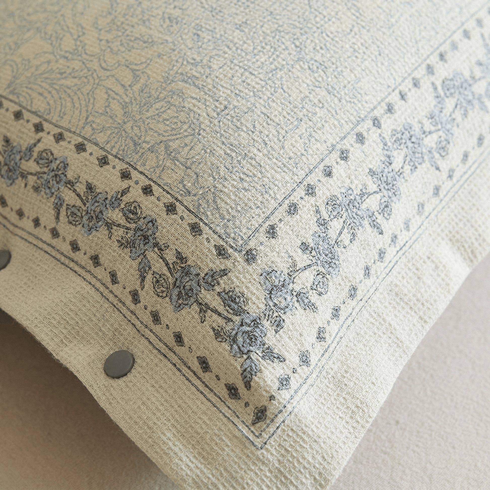 Taies d'oreiller en coton et lin à motif floral français (2 pièces) - image 1