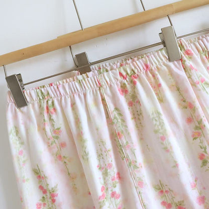 Ensemble pyjama romantique en coton rose avec col en V (3 pièces) - image 9