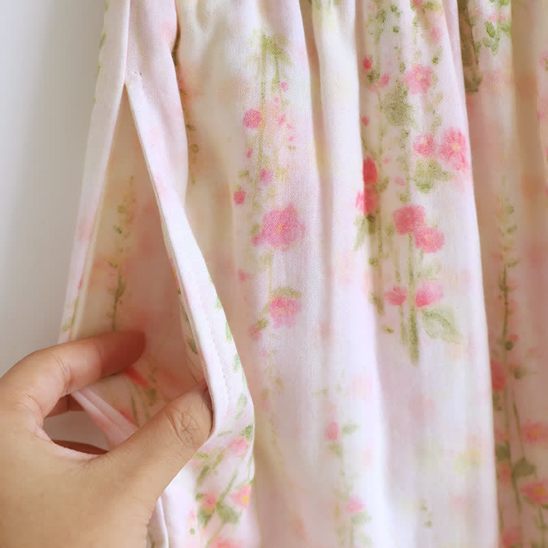 Ensemble pyjama romantique en coton rose avec col en V (3 pièces) - image 11