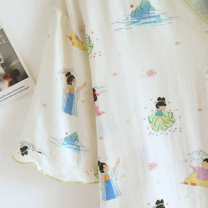 Pyjama vintage en coton, style princesse orientale (ensemble 3 pièces) - image 7