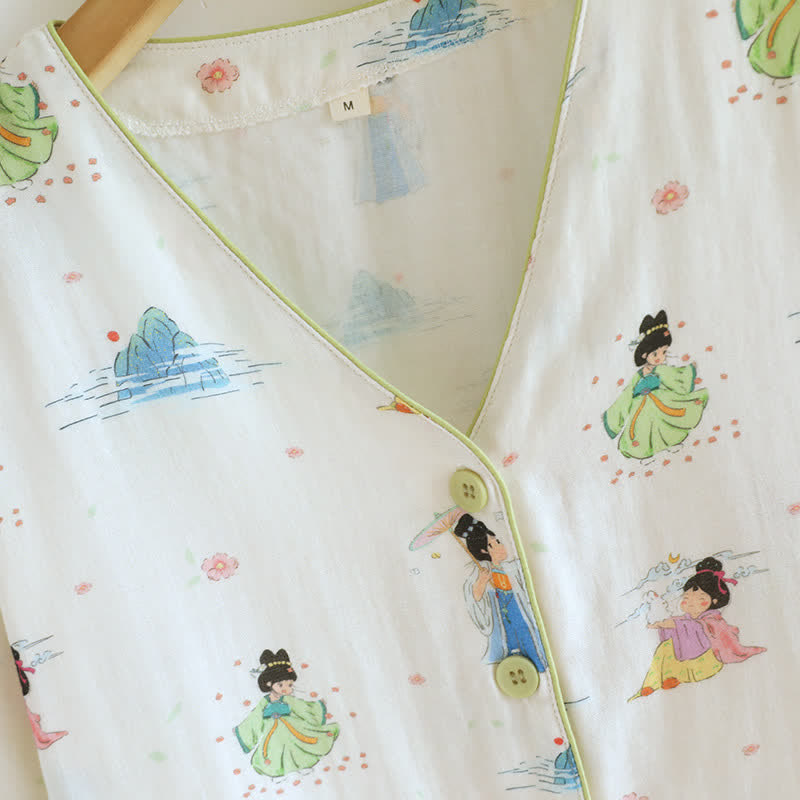 Pyjama vintage en coton, style princesse orientale (ensemble 3 pièces) - image 4