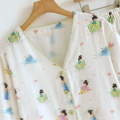 Pyjama vintage en coton, style princesse orientale (ensemble 3 pièces) - image 3