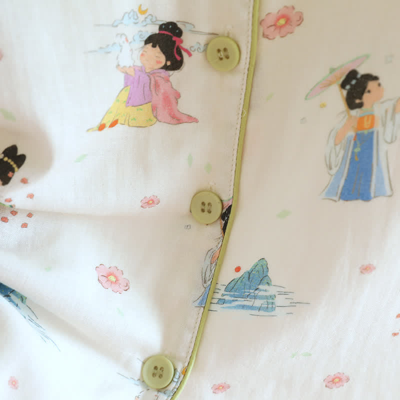 Pyjama vintage en coton, style princesse orientale (ensemble 3 pièces) - image 6