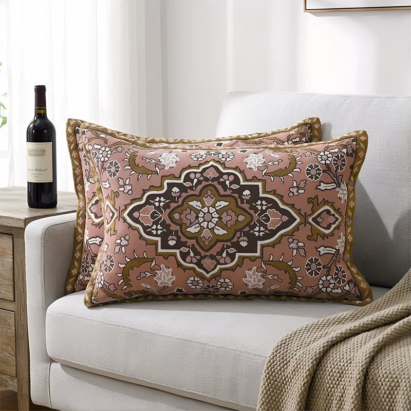 Housses de coussin à boutons style jacquard bohème (2 pièces) - Brun - 80 cm x 54 cm - image 0