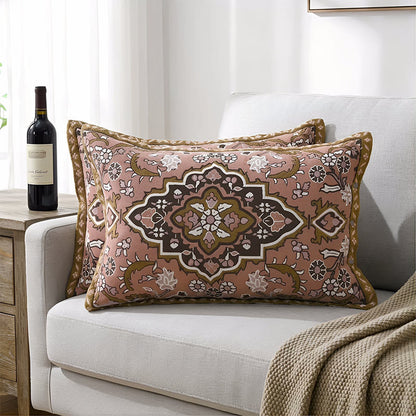 Housses de coussin à boutons style jacquard bohème (2 pièces) - Brun - 80 cm x 54 cm - image 0