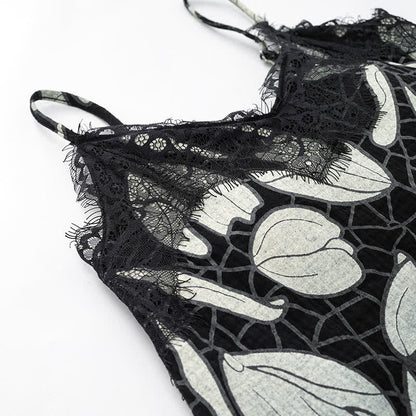 Pyjama en coton à motif floral abstrait (haut et short) - image 6