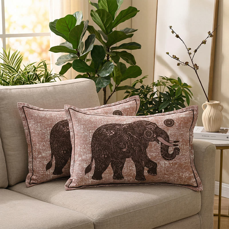 Taies d'oreiller Mandala Éléphant de style bohème (2 pièces) - Brun - 80 cm x 54 cm - image 0