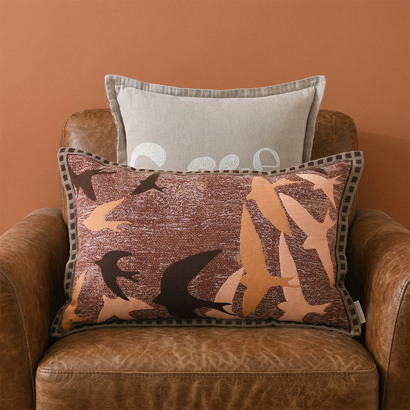 Housses de coussin à motif jacquard d'oiseaux et à motif de boutons vintage (2 pièces) - image 1