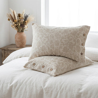 Housses de coussin à motif jacquard floral et boutons (2 pièces) - image 1