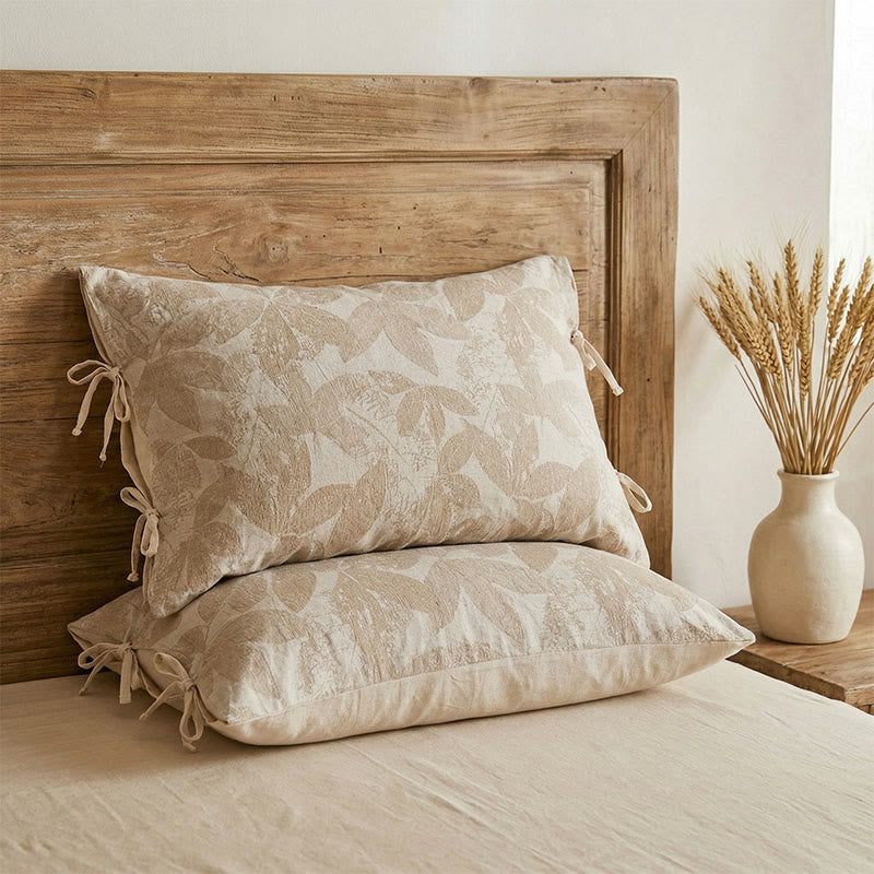 Housses de coussin à motif botanique de feuilles et imprimé jacquard (2 pièces) - image 1