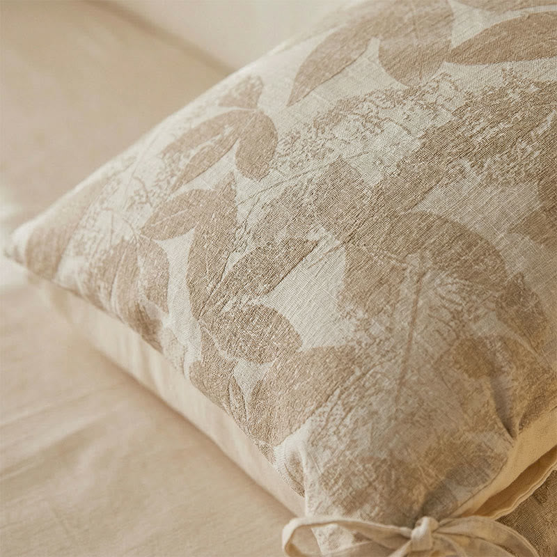 Housses de coussin à motif botanique de feuilles et imprimé jacquard (2 pièces) - image 2