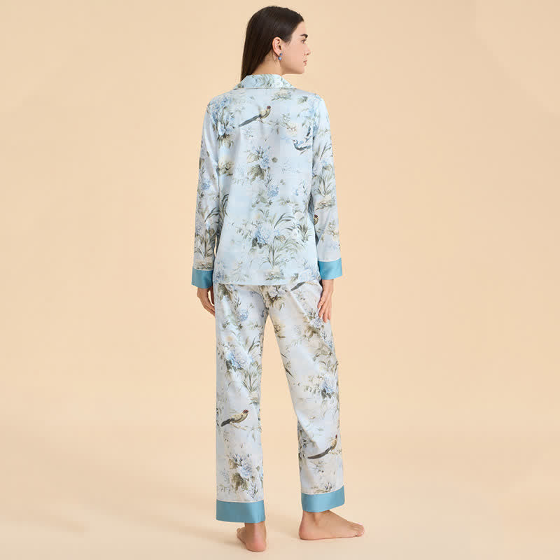 Ensemble pyjama élégant à motifs floraux et d'oiseaux - image 5