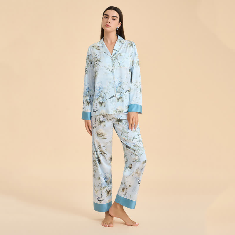Ensemble pyjama élégant à motifs floraux et d'oiseaux - image 3