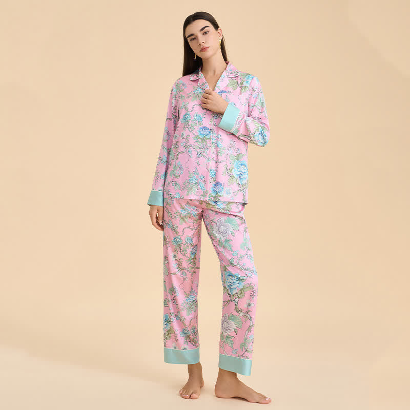 Ensemble pyjama bleu artistique à motif floral - Rose - XL - image 2