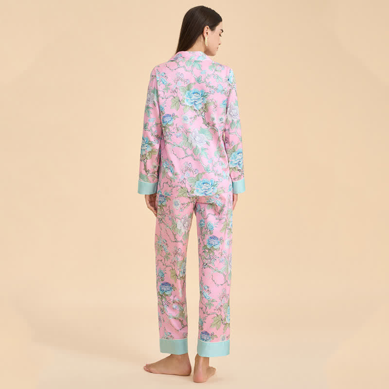 Ensemble pyjama bleu artistique à motif floral - image 5