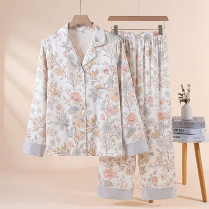 Ensemble pyjama à motif floral frais - Beige - XL - image 0