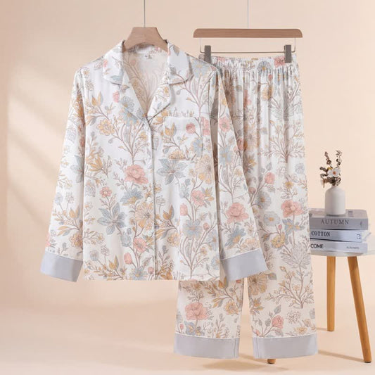 Ensemble pyjama à motif floral frais - Beige - XL - image 0