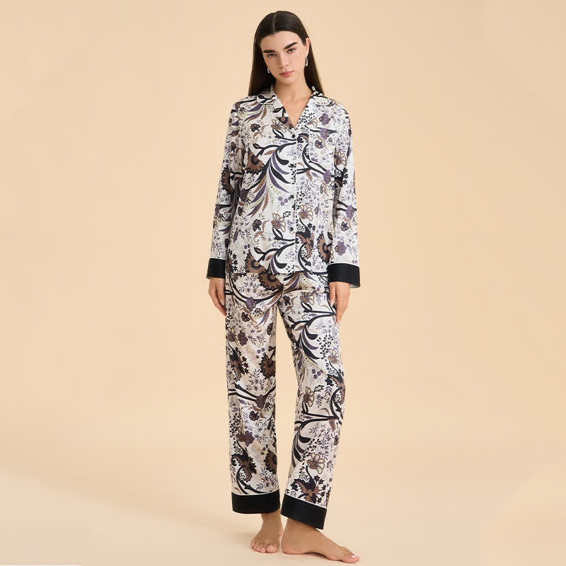 Ensemble pyjama vintage à motifs de vigne et de fleurs - image 2