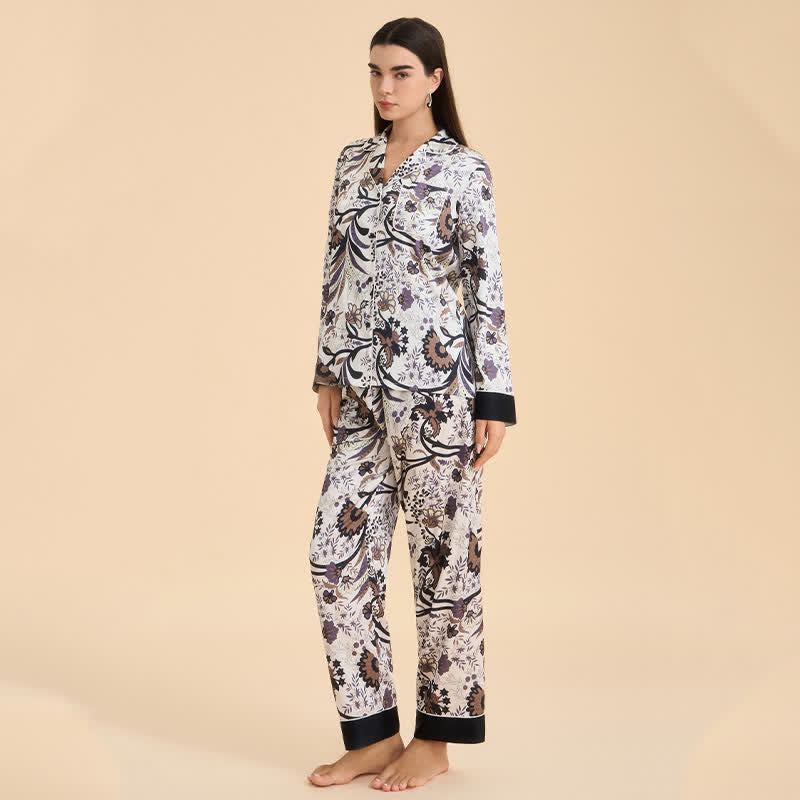 Ensemble pyjama vintage à motifs de vigne et de fleurs - image 4