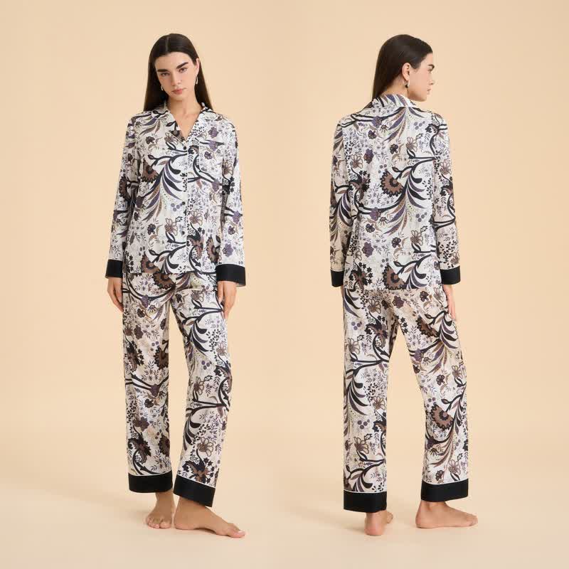 Ensemble pyjama vintage à motifs de vigne et de fleurs - image 1