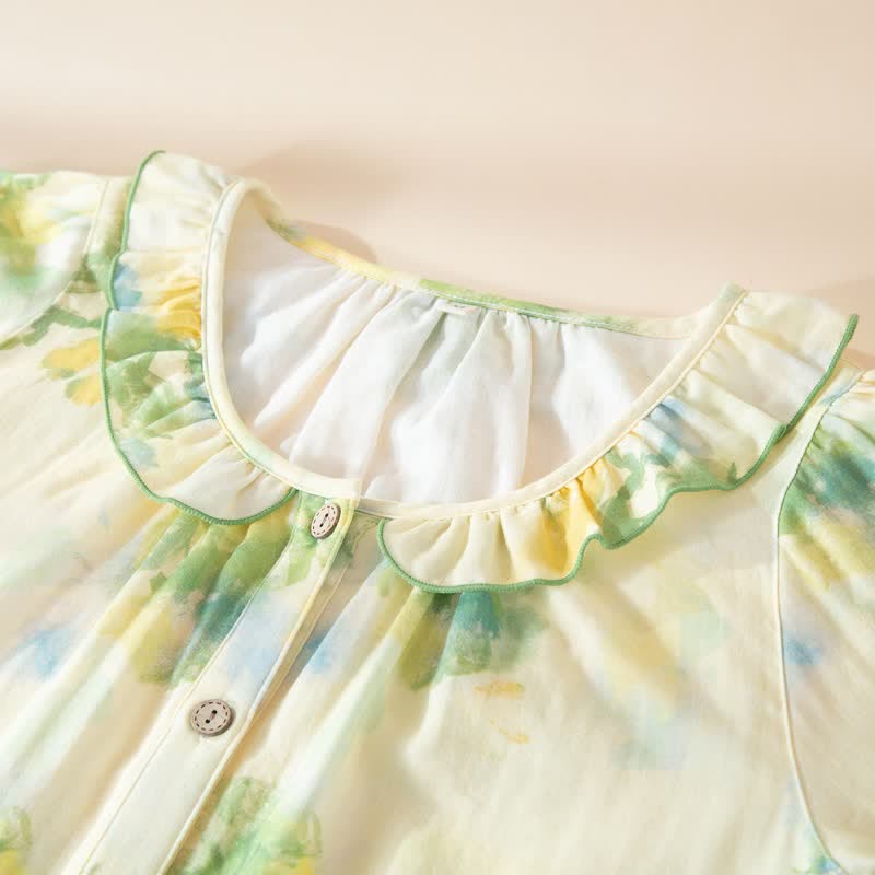 Ensemble pyjama en gaze de coton à motifs floraux et volants - image 5