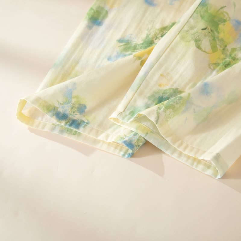 Ensemble pyjama en gaze de coton à motifs floraux et volants - image 11
