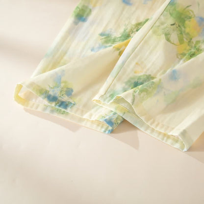 Ensemble pyjama en gaze de coton à motifs floraux et volants - image 11