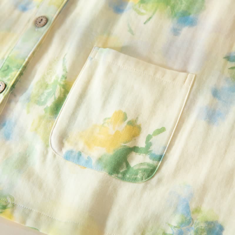 Ensemble pyjama en gaze de coton à motifs floraux et volants - image 8