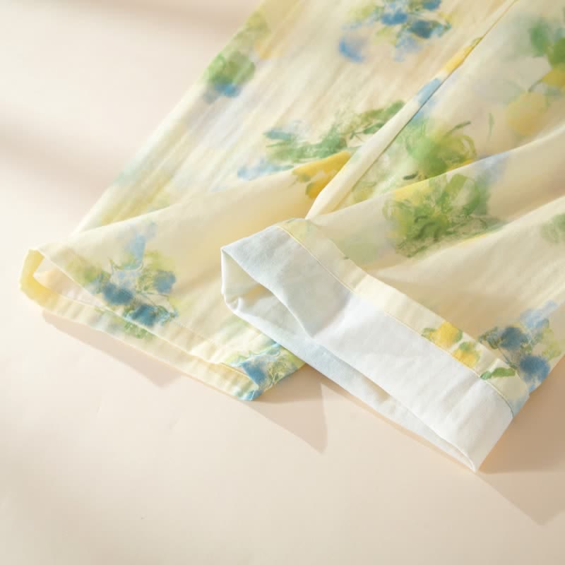 Ensemble pyjama en gaze de coton à motifs floraux et volants - image 12