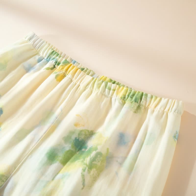 Ensemble pyjama en gaze de coton à motifs floraux et volants - image 10