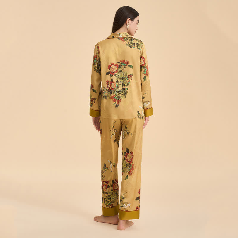 Ensemble de pyjama luxueux à motifs floraux et de feuilles vertes - image 6