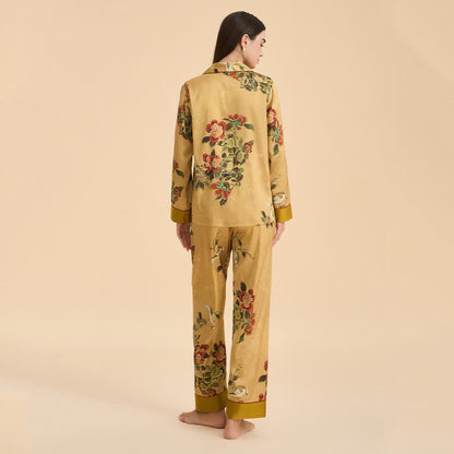 Ensemble de pyjama luxueux à motifs floraux et de feuilles vertes - image 6