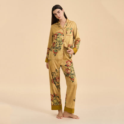 Ensemble de pyjama luxueux à motifs floraux et de feuilles vertes - image 3