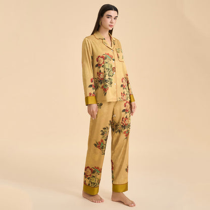 Ensemble de pyjama luxueux à motifs floraux et de feuilles vertes - image 5