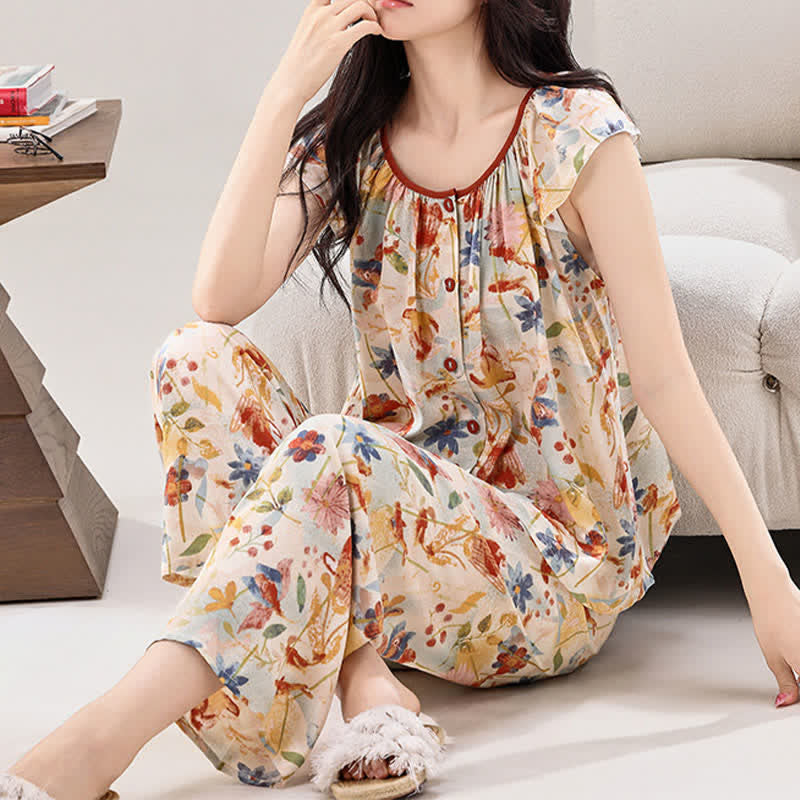 Ensemble de vêtements d'intérieur de style rustique à motifs floraux - image 2