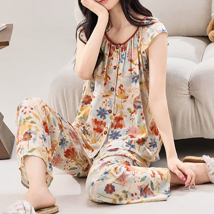 Ensemble de vêtements d'intérieur de style rustique à motifs floraux - image 1