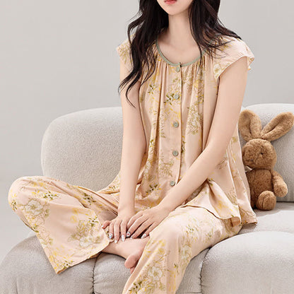 Ensemble de vêtements d'intérieur à fleurs pastel rafraîchissant - image 2